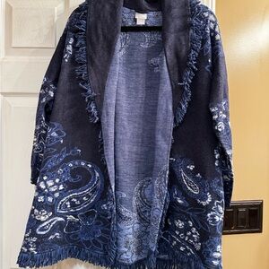 Navy Blue Paisley Women's Sweater Chico’s size 4